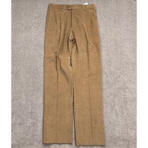 Jos A Bank Executive Pants Men 34R Golden Tan Pleat‎ Corduroy Dress Classic Fit